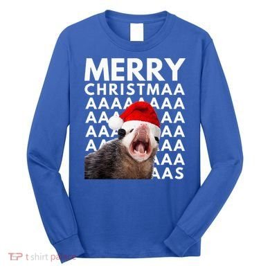 Hilarious Opossum Christmas Scream Long Sleeve Shirt
