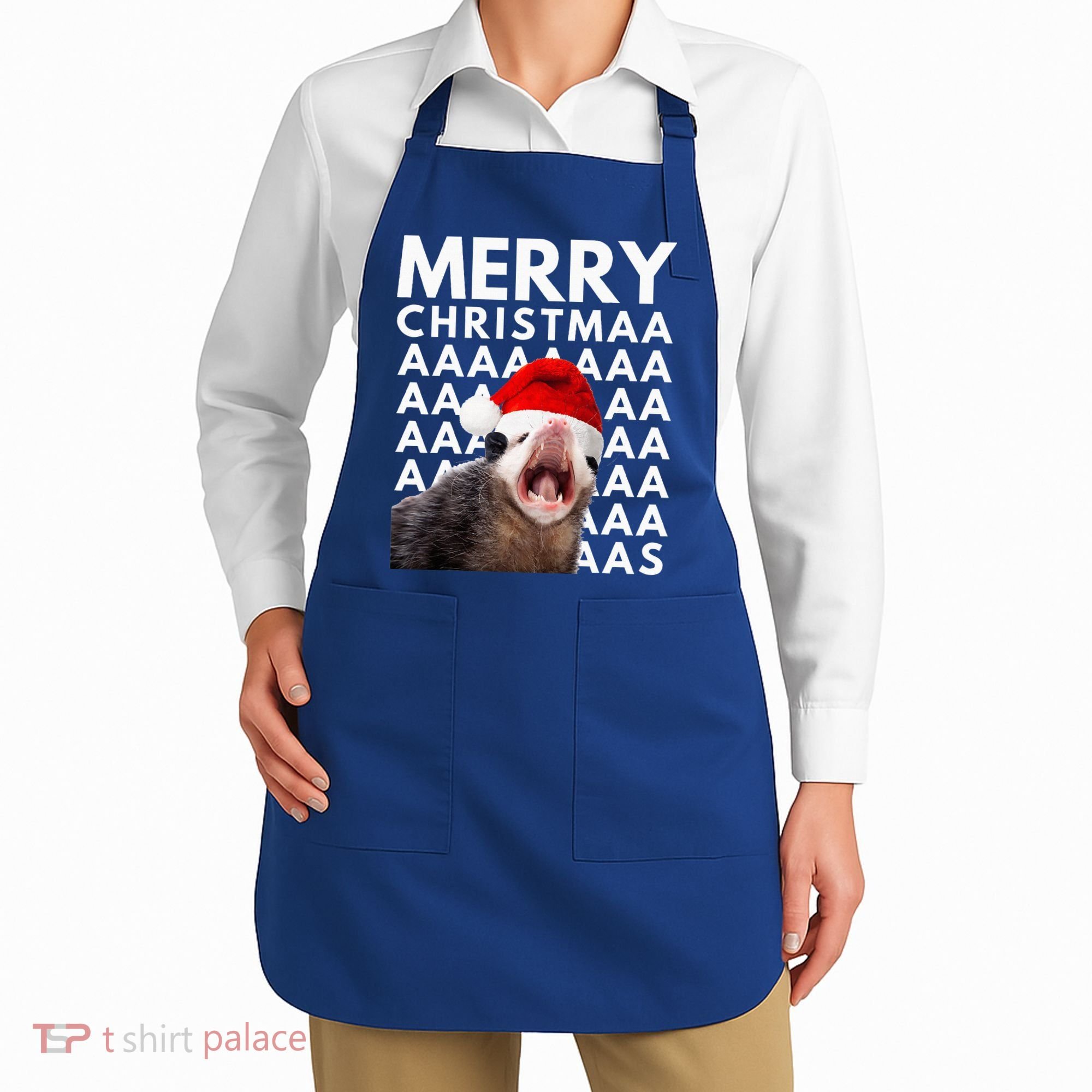 Hilarious Opossum Christmas Scream Apron