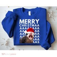 Hilarious Opossum Christmas Scream Sweatshirt thumb 2