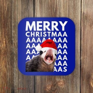 Hilarious Opossum Christmas Scream Coaster