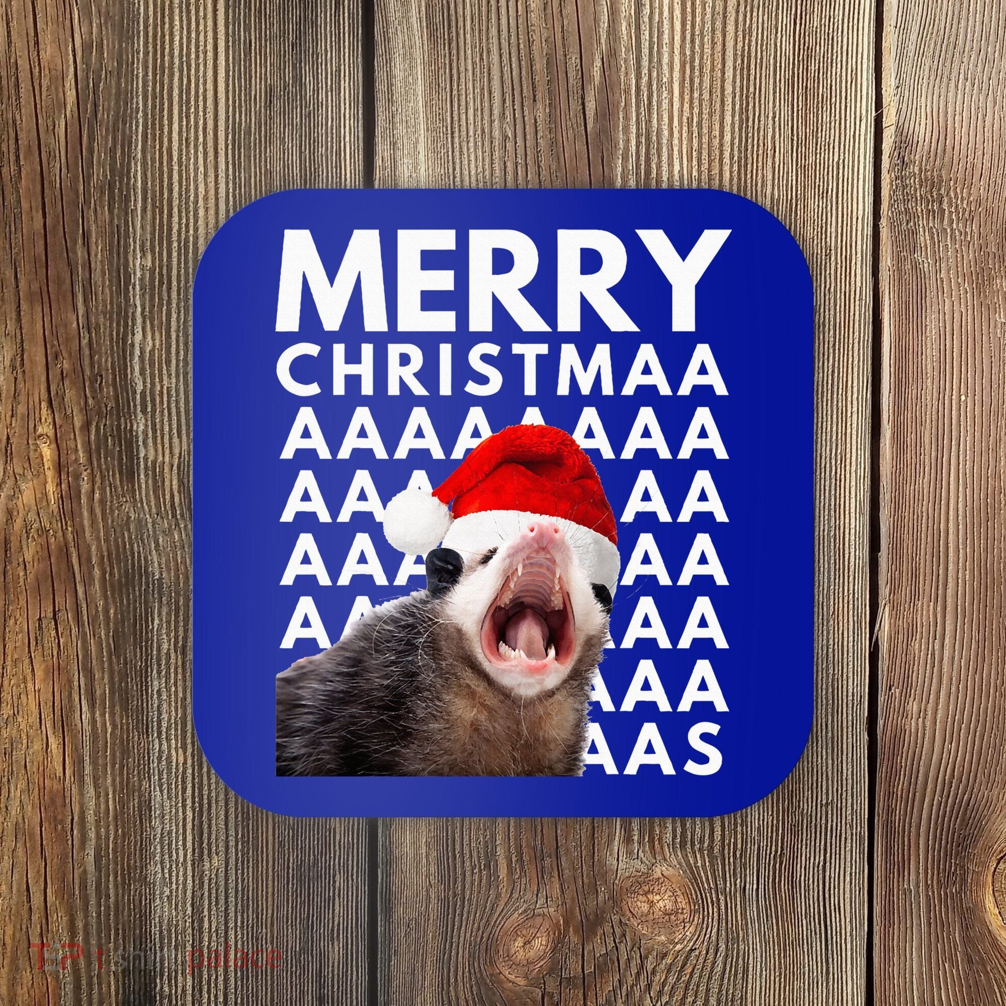 Hilarious Opossum Christmas Scream Coaster