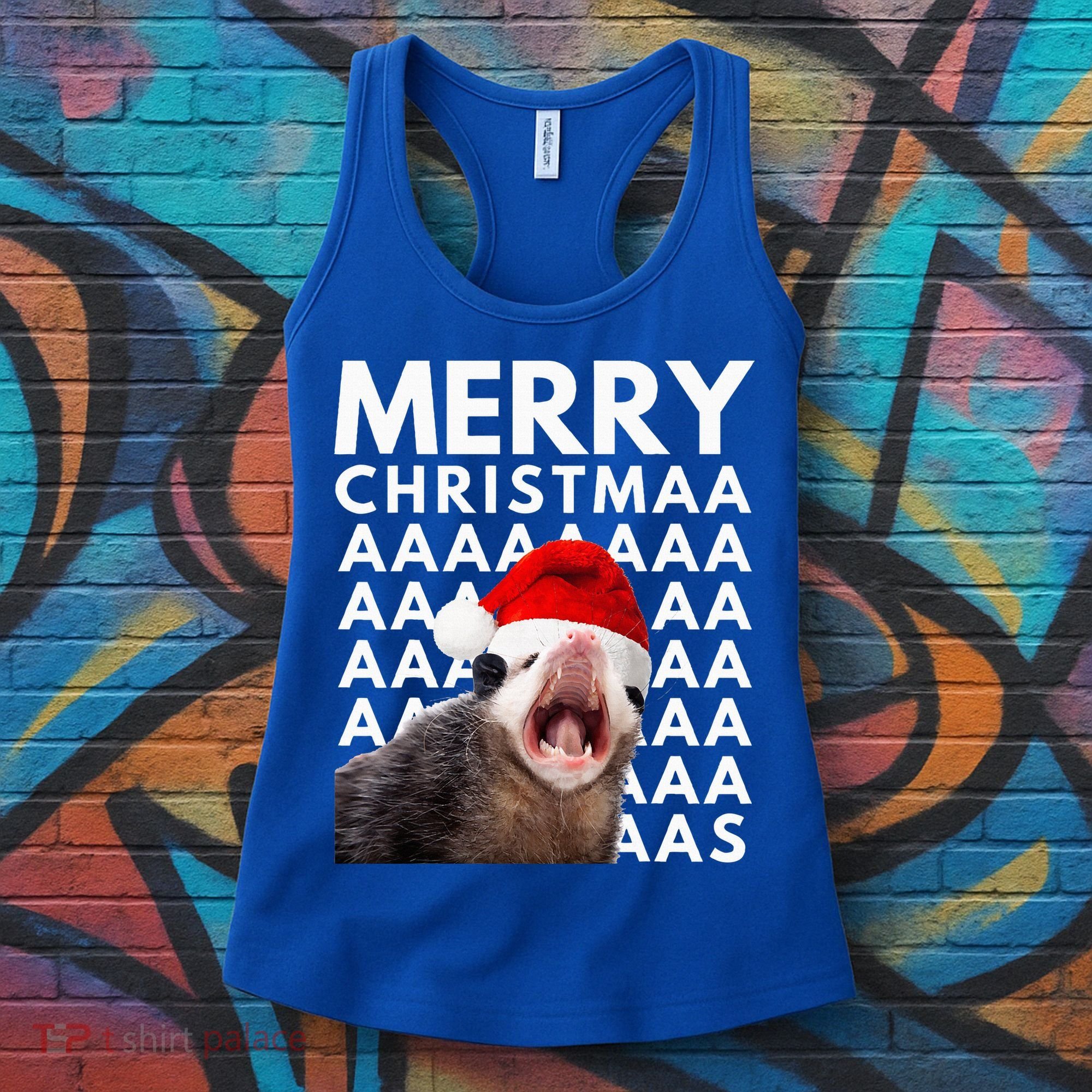 Hilarious Opossum Christmas Scream Women's Tank Top