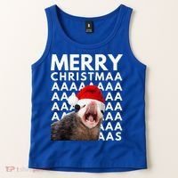 Hilarious Opossum Christmas Scream Tank Top thumb 2