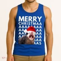 Hilarious Opossum Christmas Scream Tank Top thumb 3