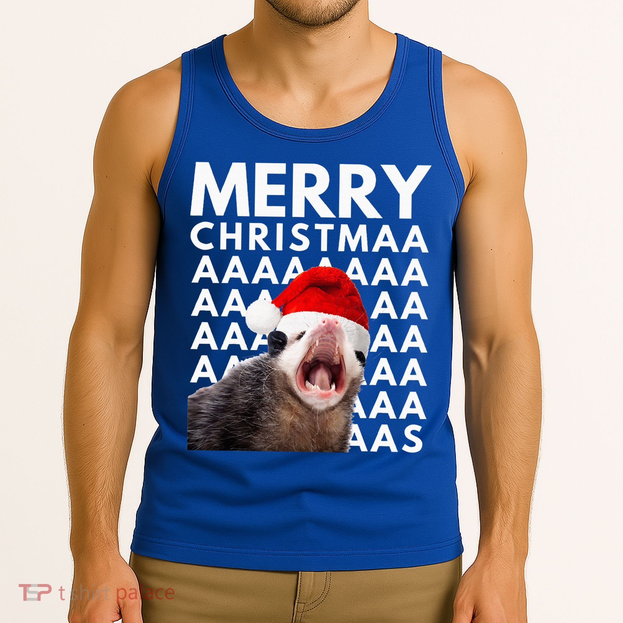 Hilarious Opossum Christmas Scream Tank Top