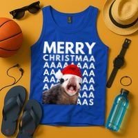 Hilarious Opossum Christmas Scream Tank Top thumb 4