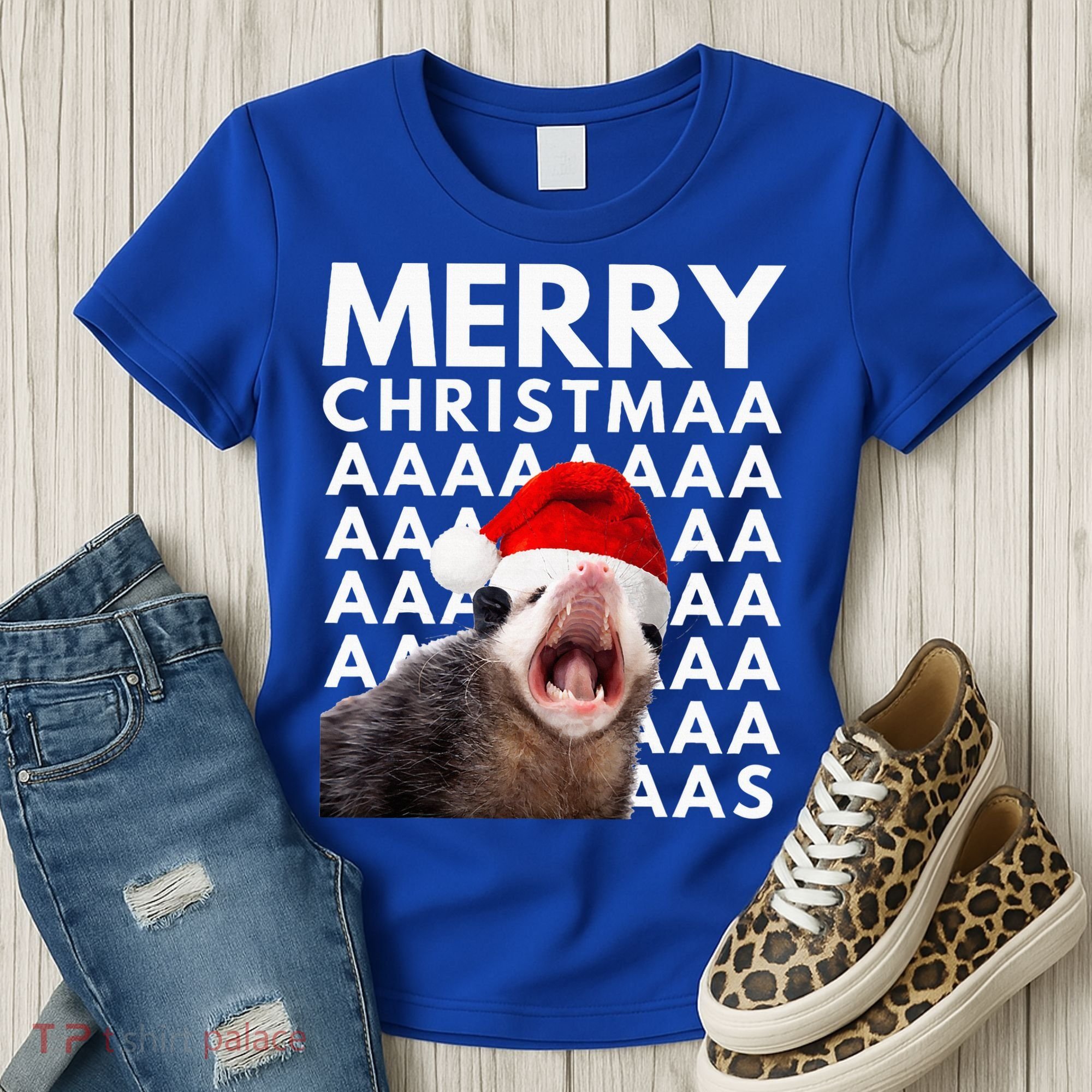 Hilarious Opossum Christmas Scream Women's T-Shirt