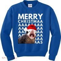 Hilarious Opossum Christmas Scream Kids Sweatshirt thumb 0
