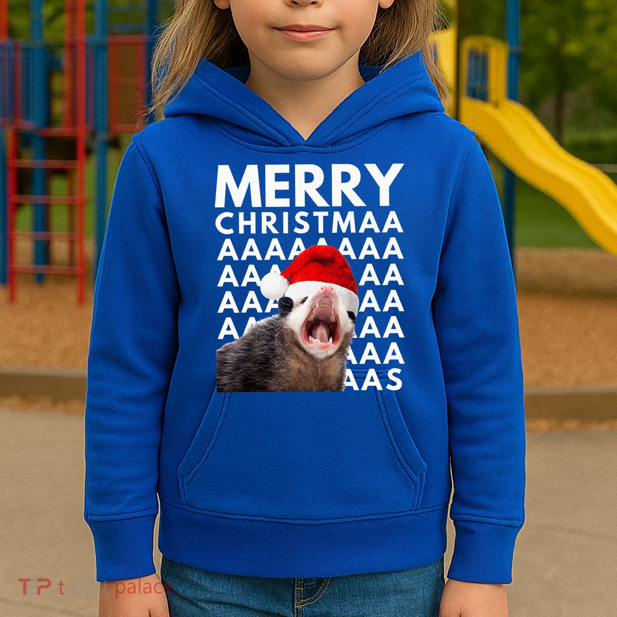 Hilarious Opossum Christmas Scream Kids Hoodie