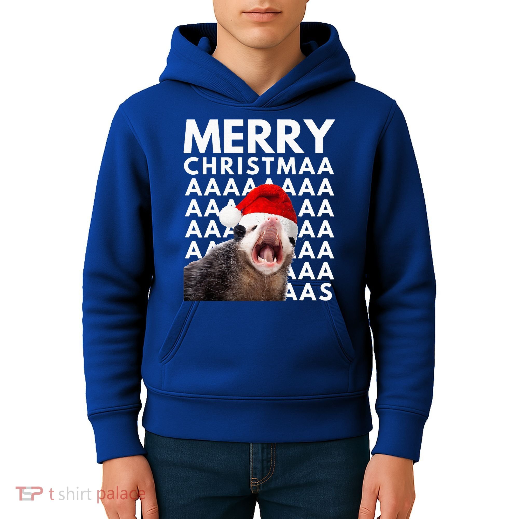 Hilarious Opossum Christmas Scream Kids Hoodie