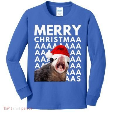 Hilarious Opossum Christmas Scream Kids Long Sleeve Shirt