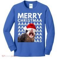 Hilarious Opossum Christmas Scream Kids Long Sleeve Shirt thumb 0