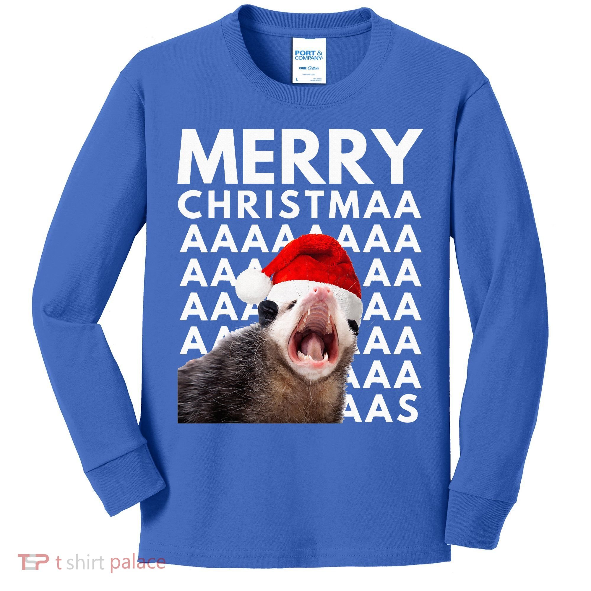 Hilarious Opossum Christmas Scream Kids Long Sleeve Shirt