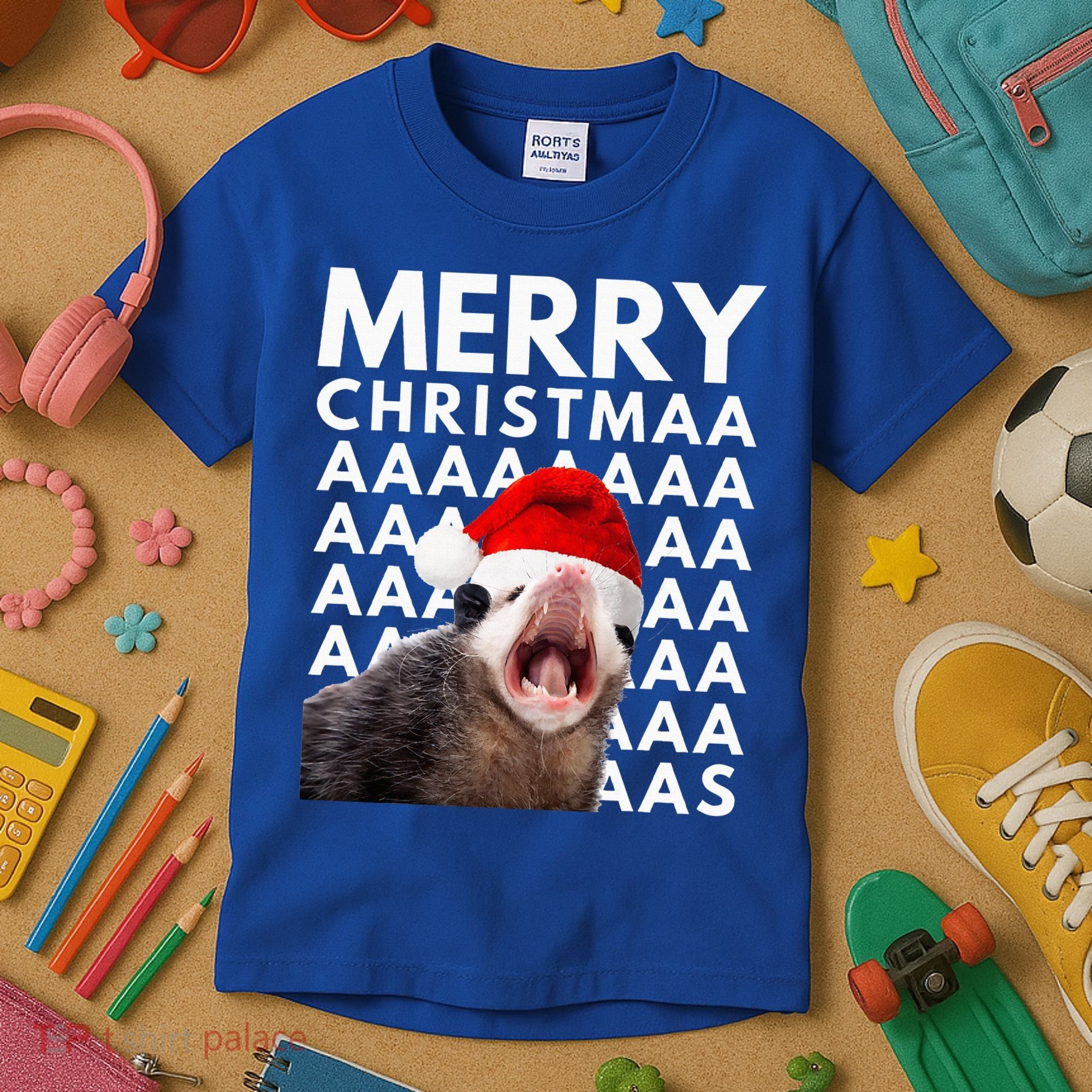 Hilarious Opossum Christmas Scream Kids T-Shirt