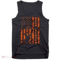 Hunter Orange Camo American Flag Deer Slayer Hunting Lover Tank Top thumb 0