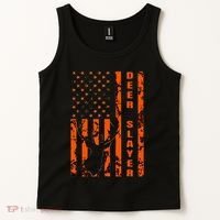 Hunter Orange Camo American Flag Deer Slayer Hunting Lover Tank Top thumb 2