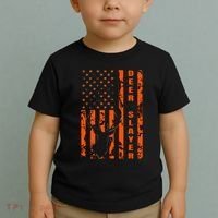 Hunter Orange Camo American Flag Deer Slayer Hunting Lover Toddler T-Shirt thumb 2