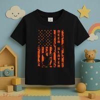 Hunter Orange Camo American Flag Deer Slayer Hunting Lover Toddler T-Shirt thumb 3