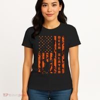Hunter Orange Camo American Flag Deer Slayer Hunting Lover Women's T-Shirt thumb 4