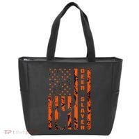 Hunter Orange Camo American Flag Deer Slayer Hunting Lover Tote Bag thumb 0