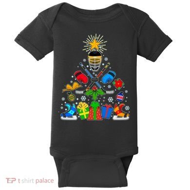 Hockey Christmas Tree Baby Bodysuit