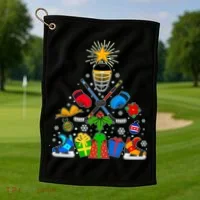 Hockey Christmas Tree Golf Towel thumb 1