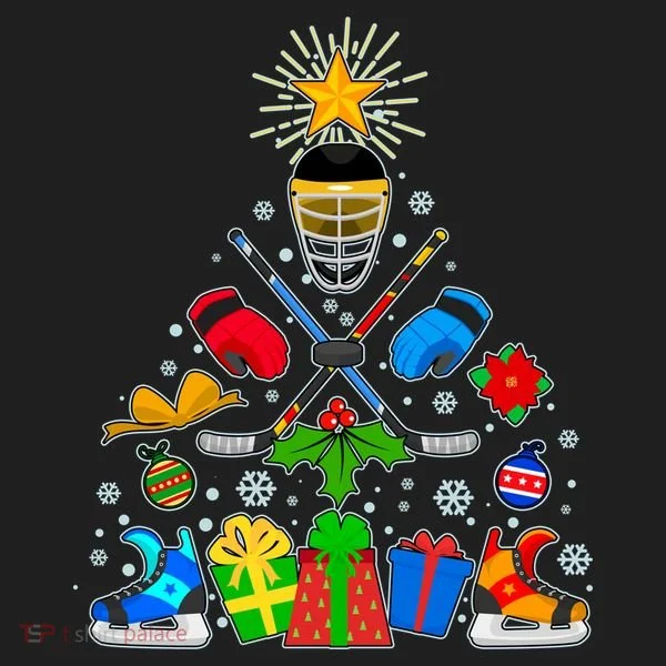 Hockey Christmas Tree Golf Towel