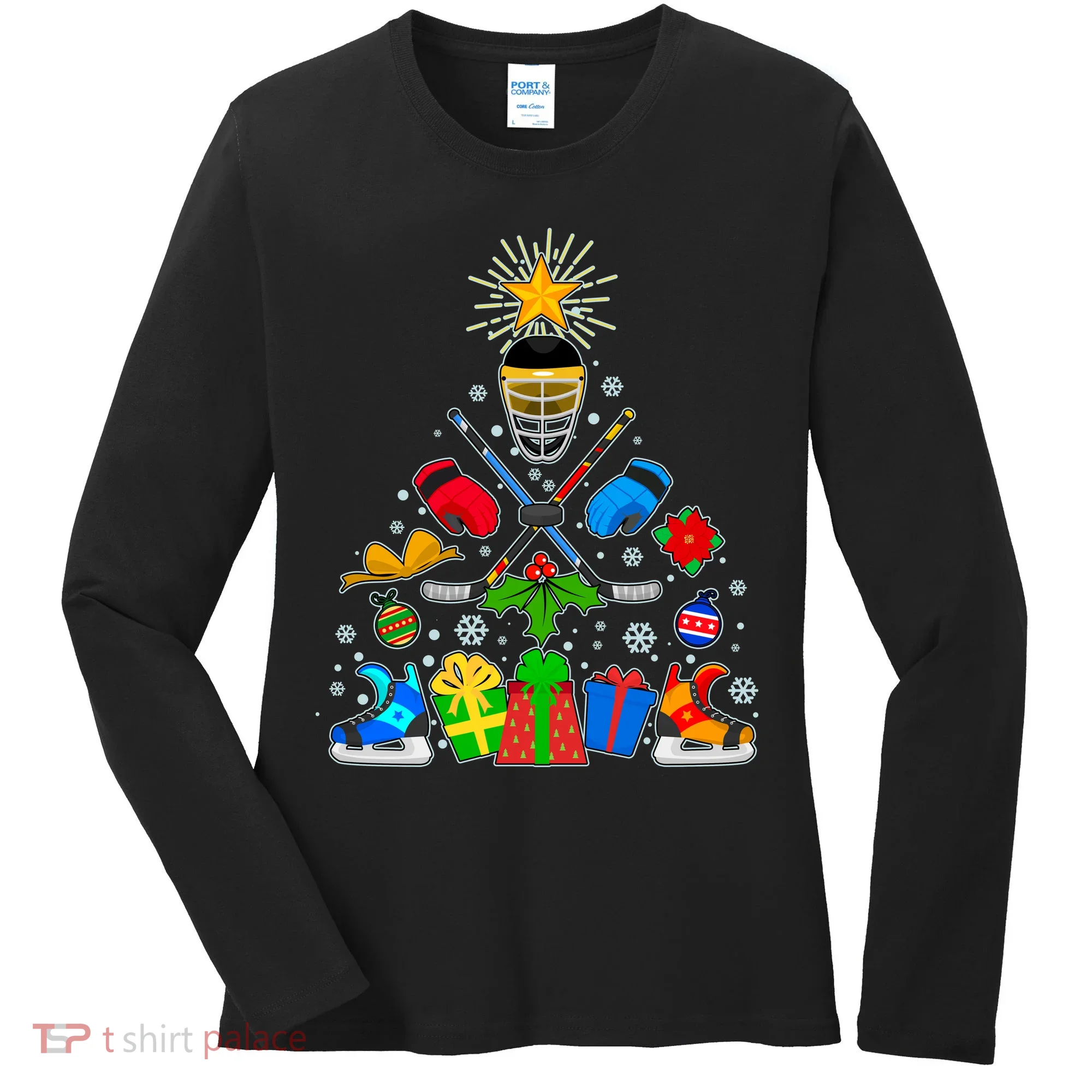 Hockey Christmas Tree Women's Long Sleeve Shirt