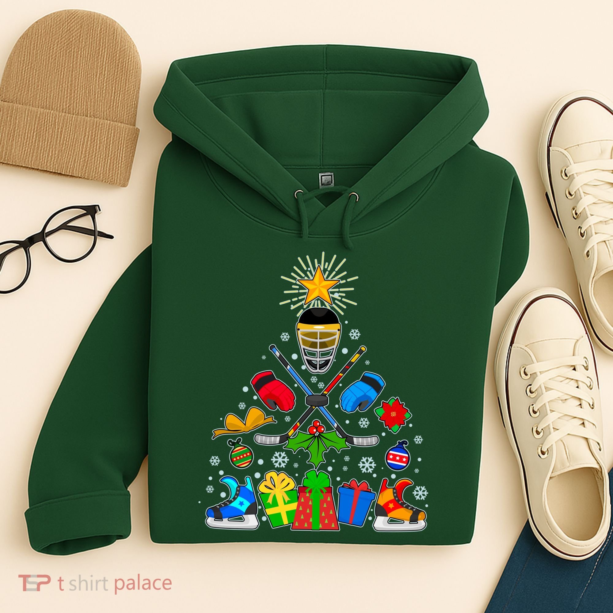 Hockey Christmas Tree Hoodie