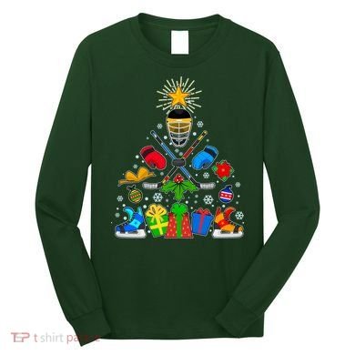Hockey Christmas Tree Long Sleeve Shirt