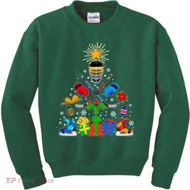Hockey Christmas Tree Kids Sweatshirt