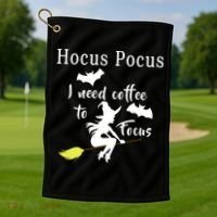 Hocus Pocus I Need Coffee To Focus Golf Towel thumb 1