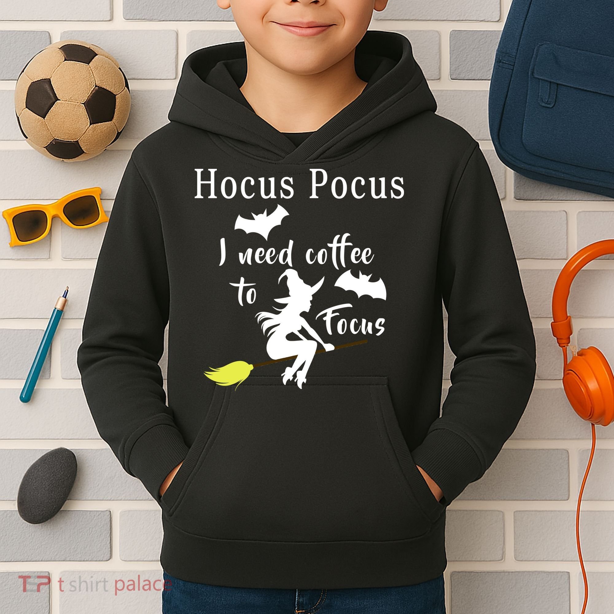 Hocus Pocus I Need Coffee To Focus Kids Hoodie