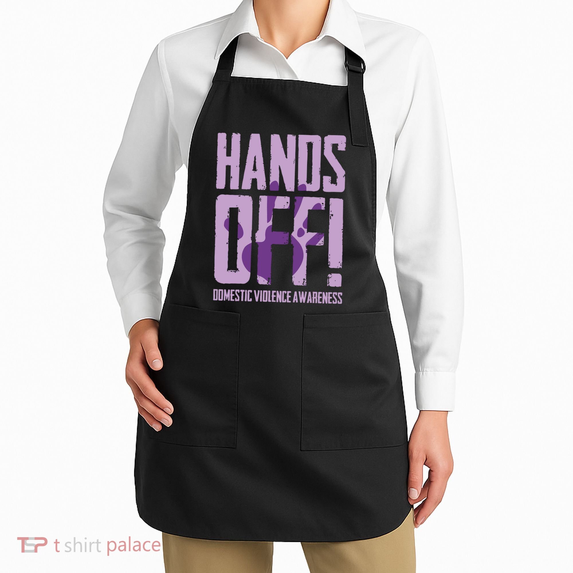 Hands Off Domestic Violence Awareness Apron
