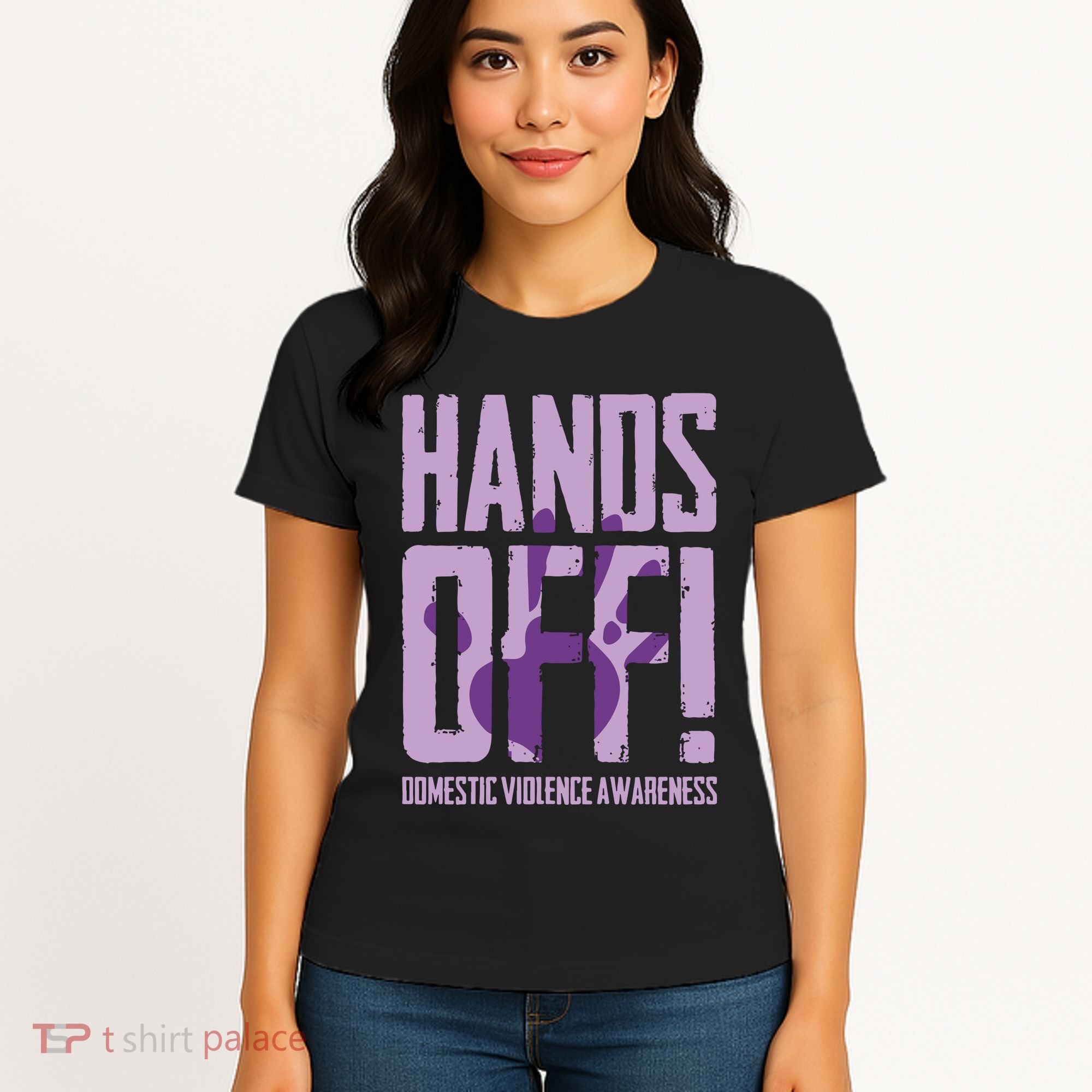 Hands Off Domestic Violence Awareness Women's T-Shirt