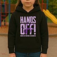Hands Off Domestic Violence Awareness Kids Hoodie thumb 3