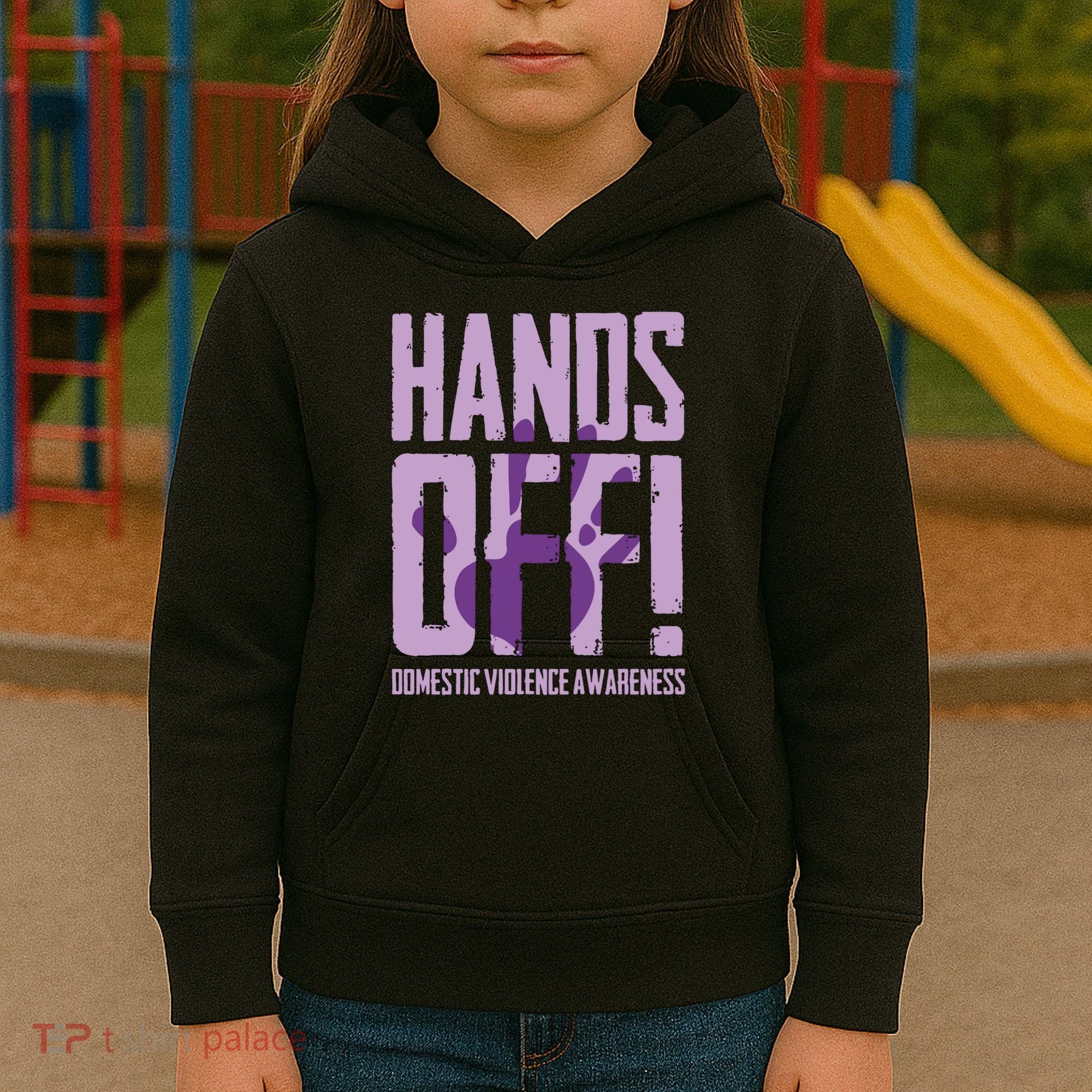 Hands Off Domestic Violence Awareness Kids Hoodie