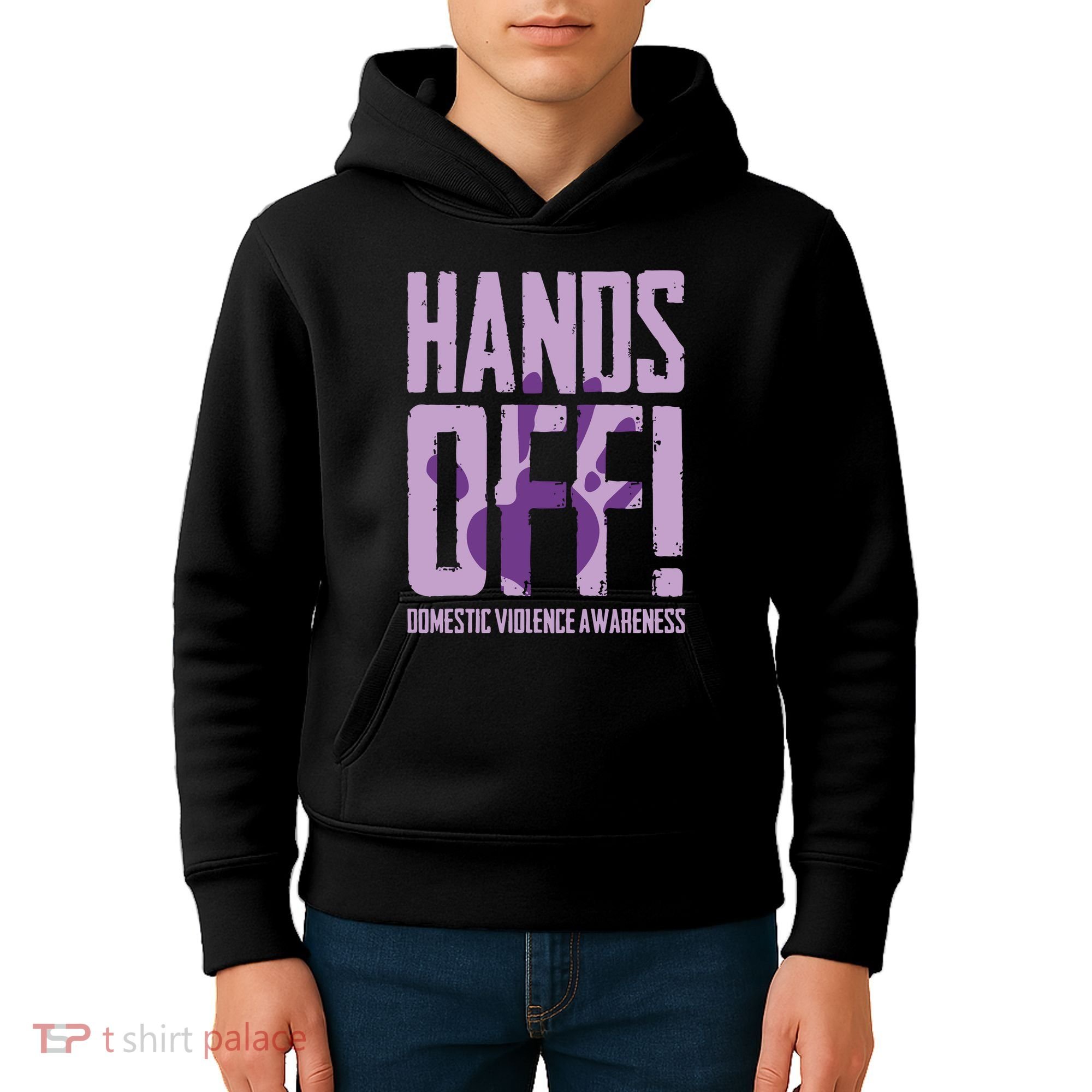 Hands Off Domestic Violence Awareness Kids Hoodie