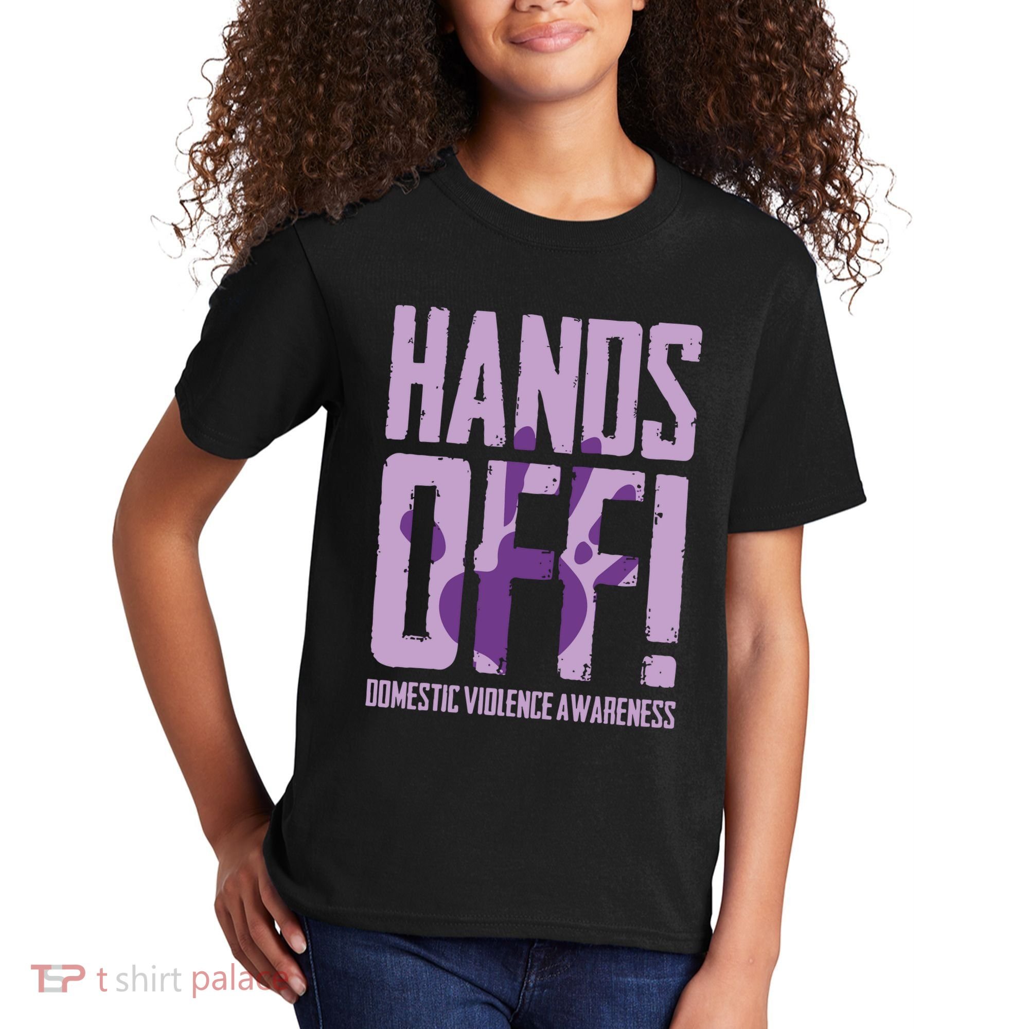 Hands Off Domestic Violence Awareness Kids T-Shirt