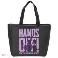 Hands Off Domestic Violence Awareness Tote Bag thumb 0