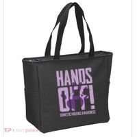 Hands Off Domestic Violence Awareness Tote Bag thumb 2