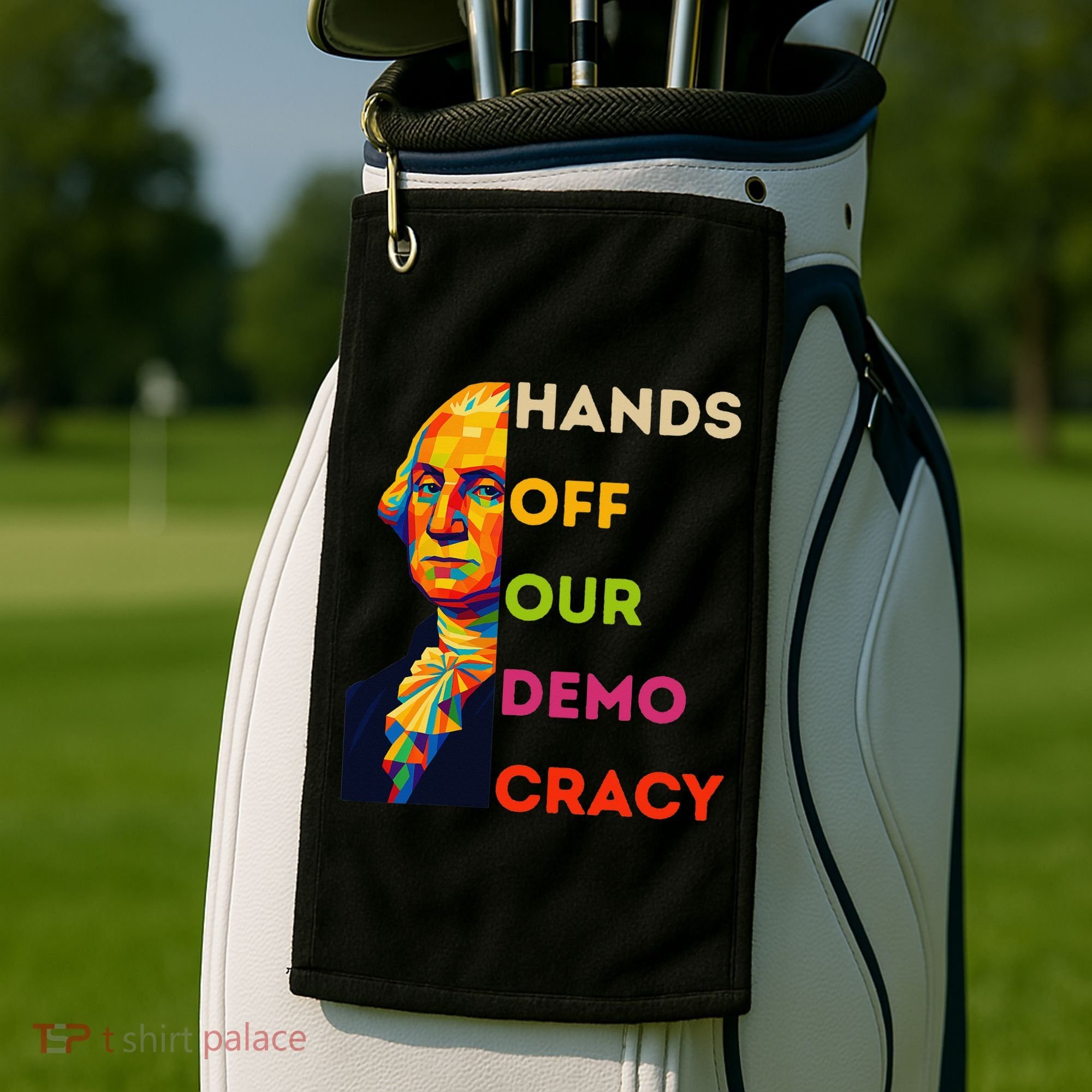 Hands Off Democracy Security Protest George Washington USA Golf Towel