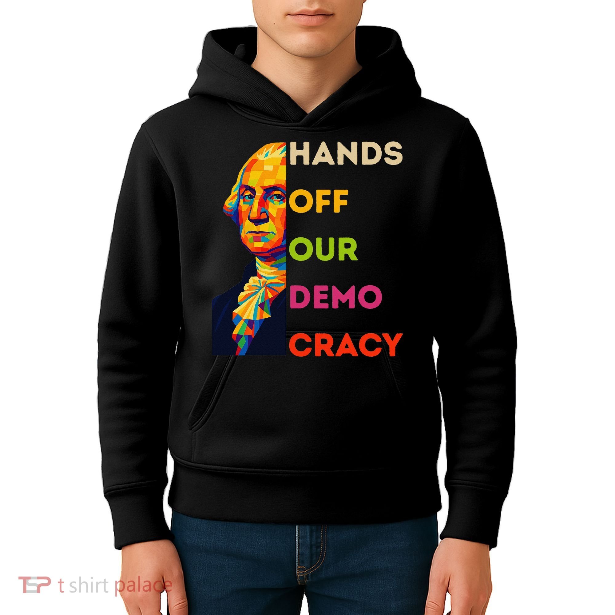 Hands Off Democracy Security Protest George Washington USA Kids Hoodie