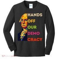 Hands Off Democracy Security Protest George Washington USA Kids Long Sleeve Shirt thumb 0