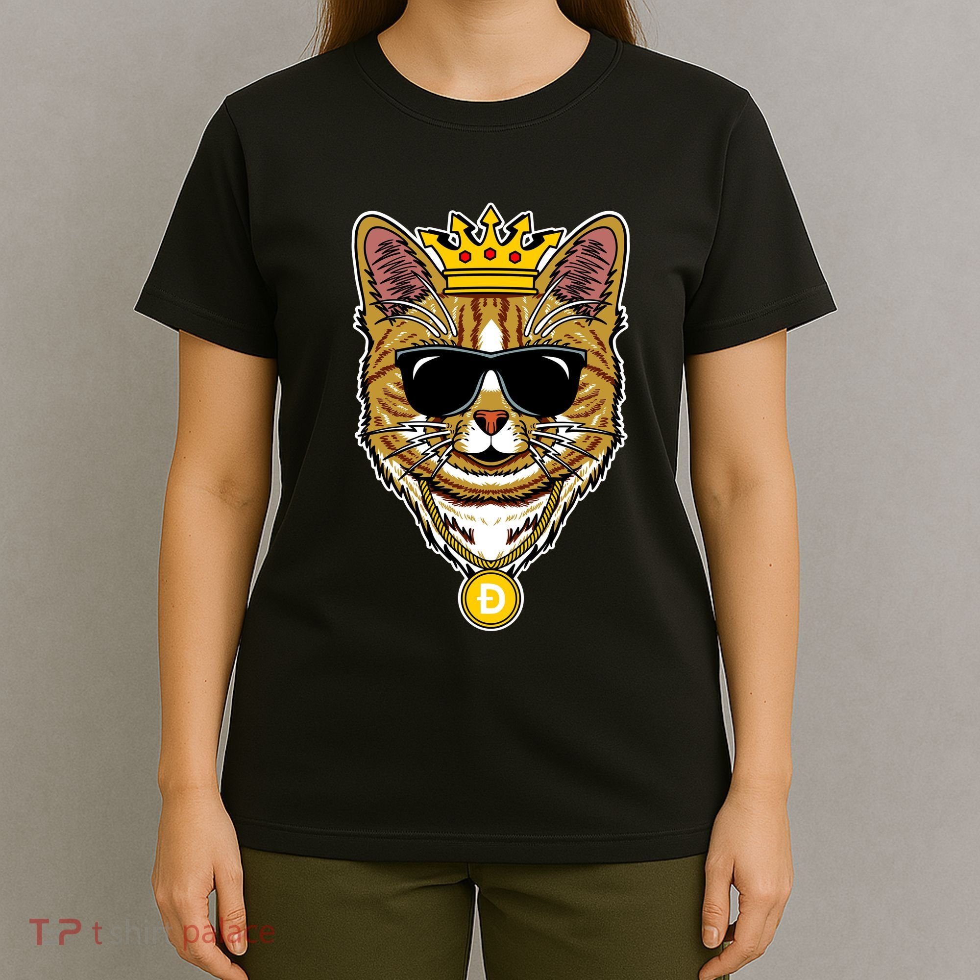 Hodl Dogecoin Doge Cat King Crypto Currency Moon T-Shirt