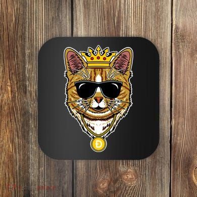 Hodl Dogecoin Doge Cat King Crypto Currency Moon Coaster