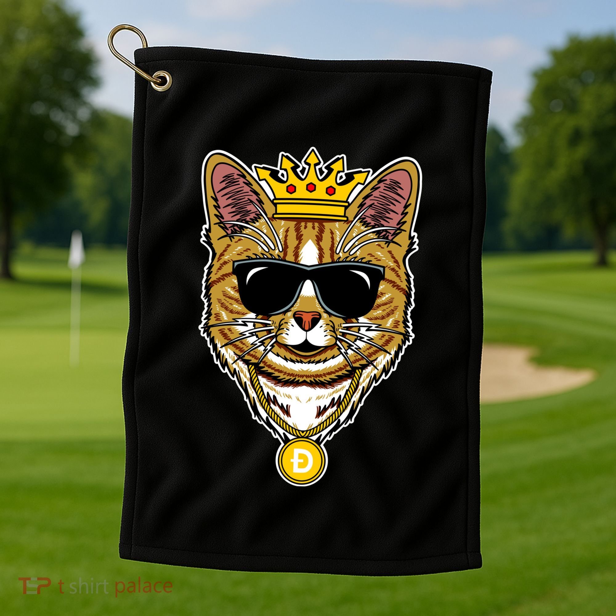 Hodl Dogecoin Doge Cat King Crypto Currency Moon Golf Towel
