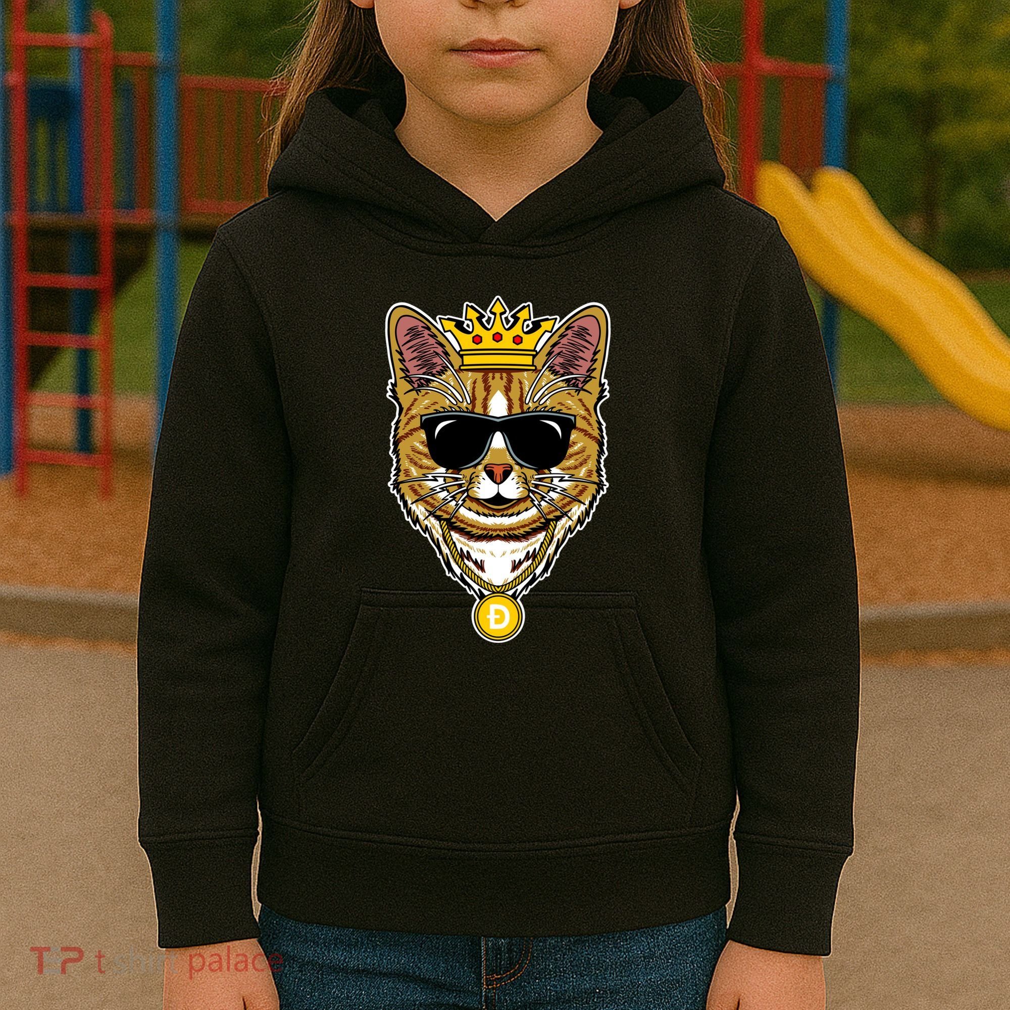 Hodl Dogecoin Doge Cat King Crypto Currency Moon Kids Hoodie