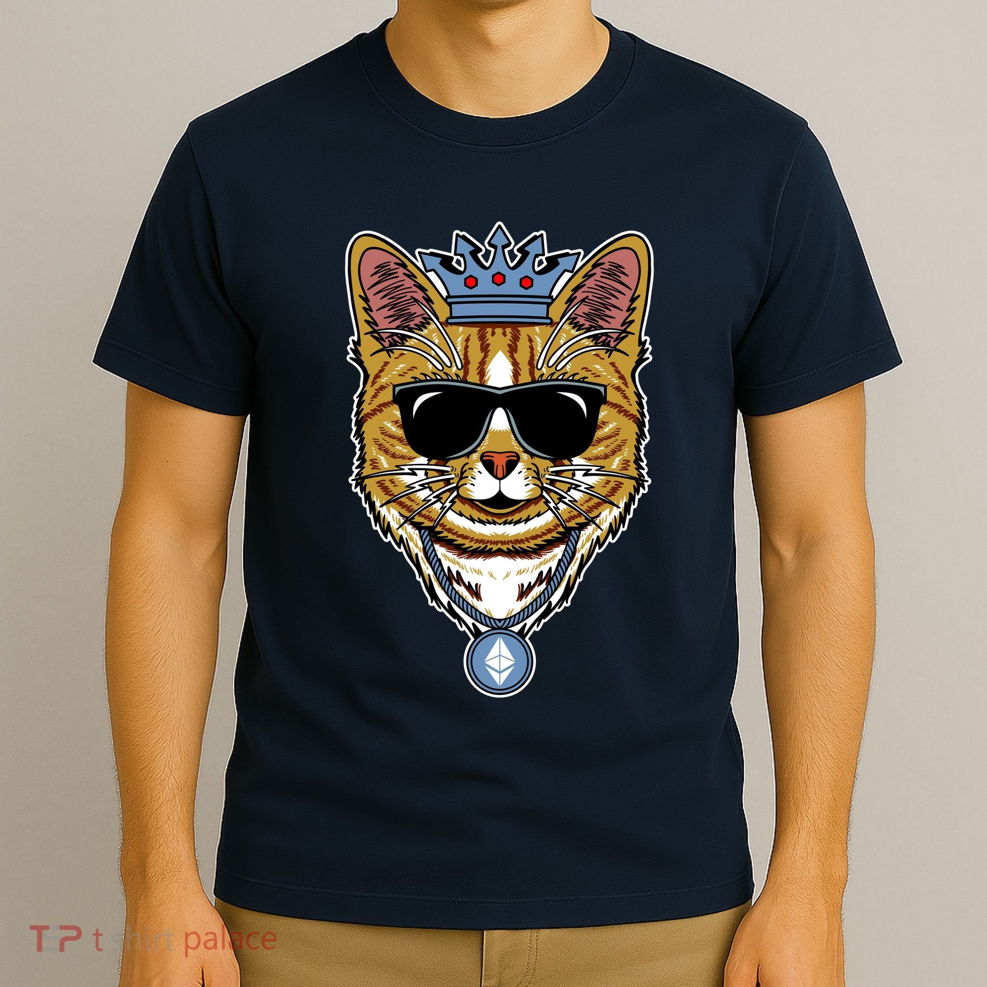 Hodl Ethereum ETH Cat King Crypto Currency Moon T-Shirt