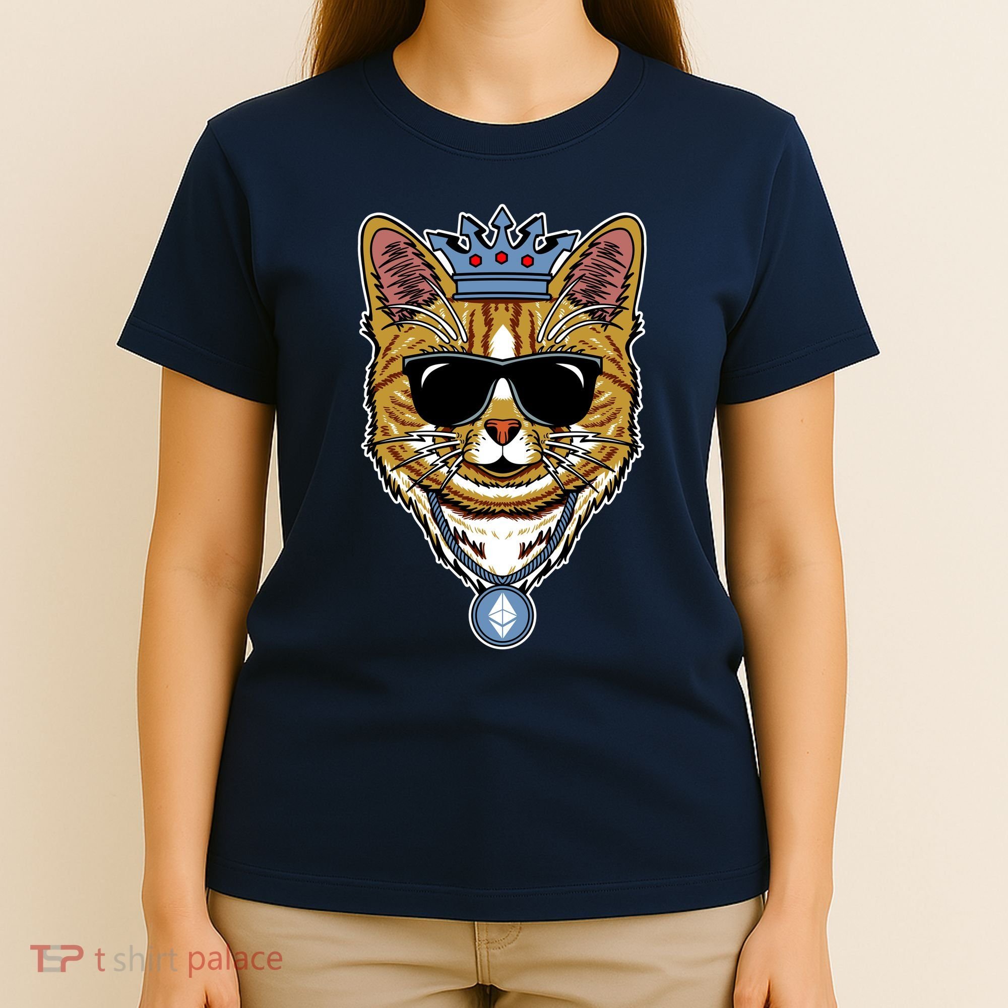 Hodl Ethereum ETH Cat King Crypto Currency Moon T-Shirt